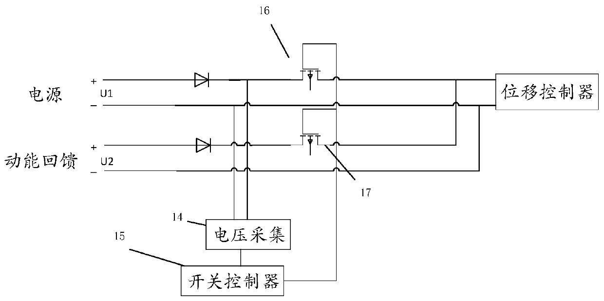 Kinetic energy feedback voltage interruption protection system and method for magnetic levitation bearing