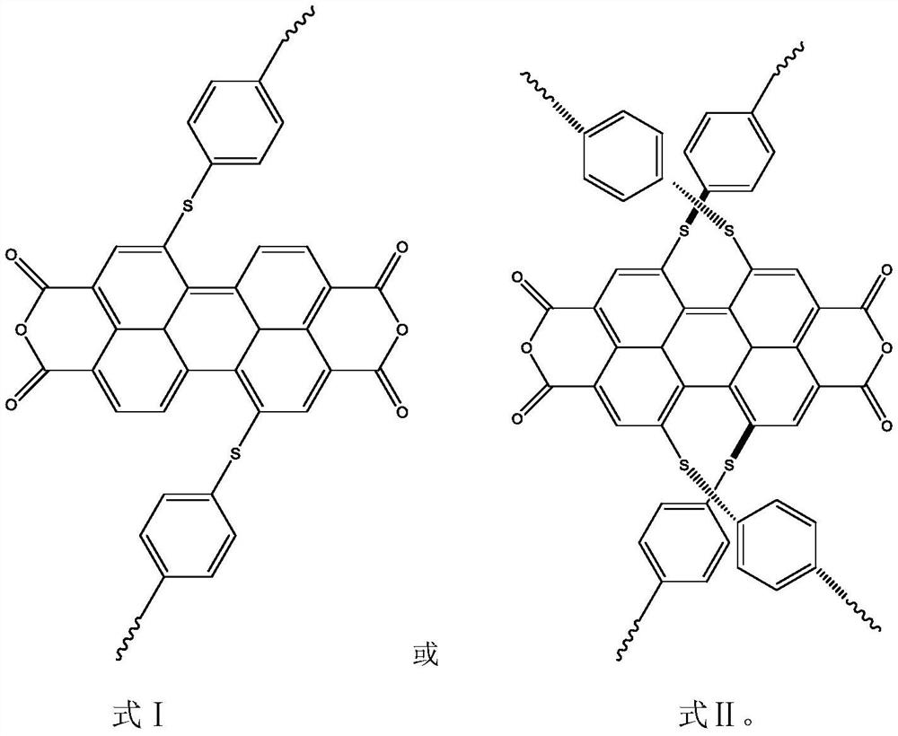 Perylene anhydride type polyarylene sulfide with tree structure, and preparation method and application thereof