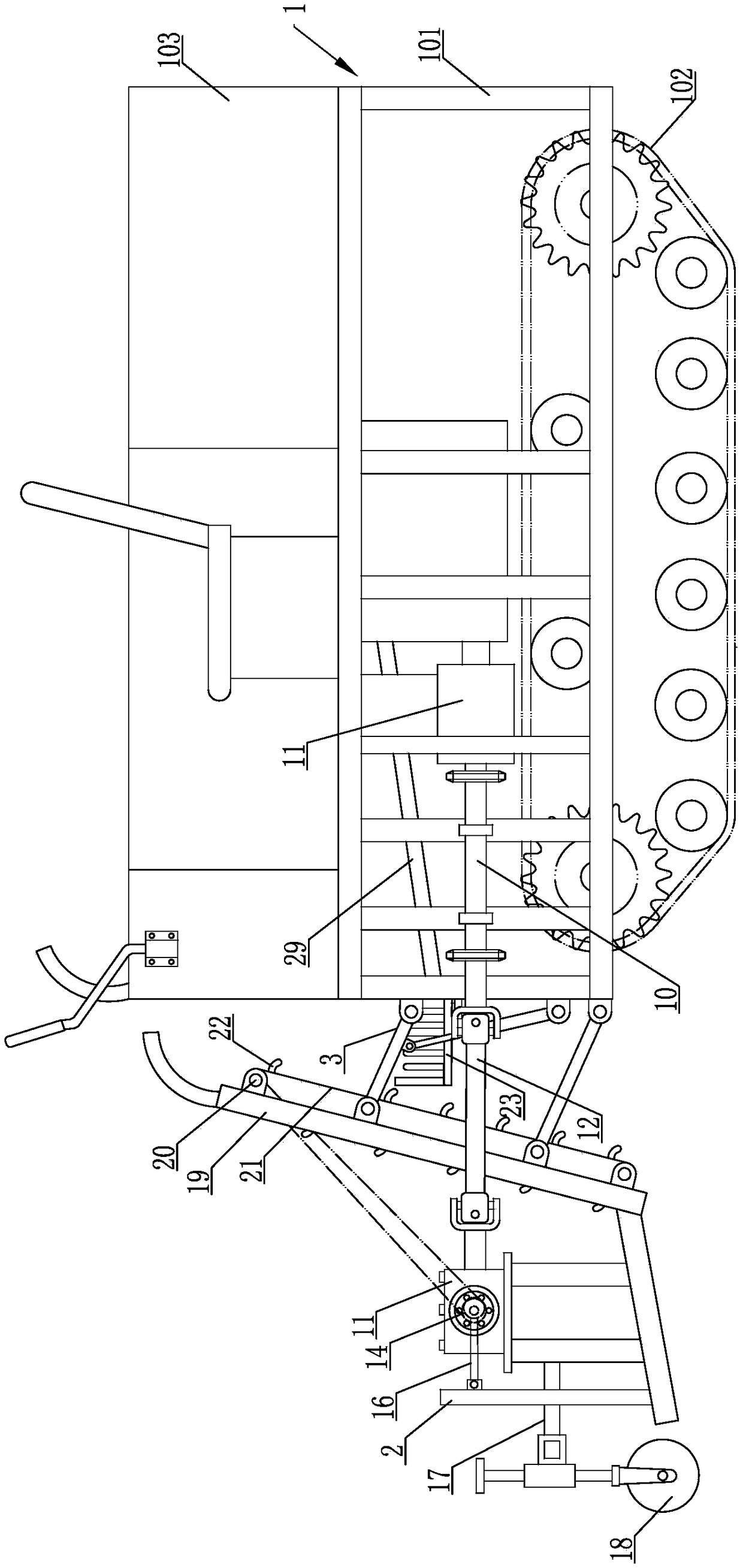 Self-propelled garlic harvester