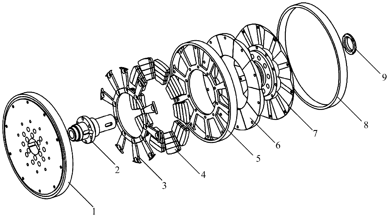 Surface-mounted permanent magnet rotor disc of high-strength axial magnetic field motor