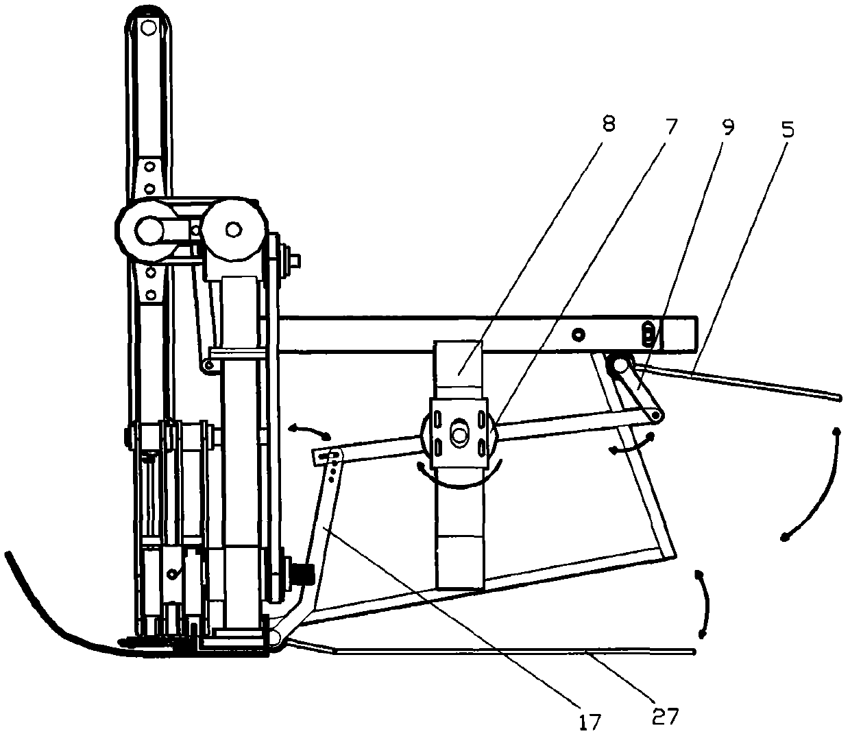 Pasture cutting line collecting machine