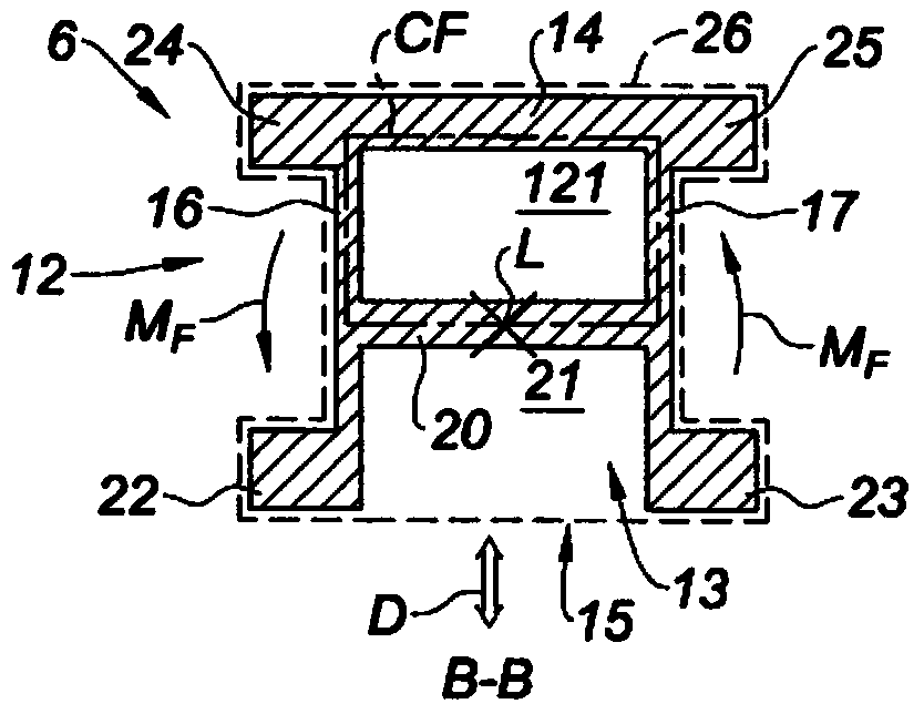 Pedal with a pi section provided with tilted ribs for reinforcement in torsion