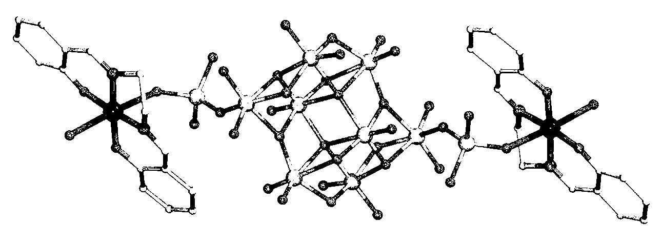 Multi-metal hybrid compound formed by transplanting metal-Schiff base fragment on isopolymolybdate, preparation method and applications thereof