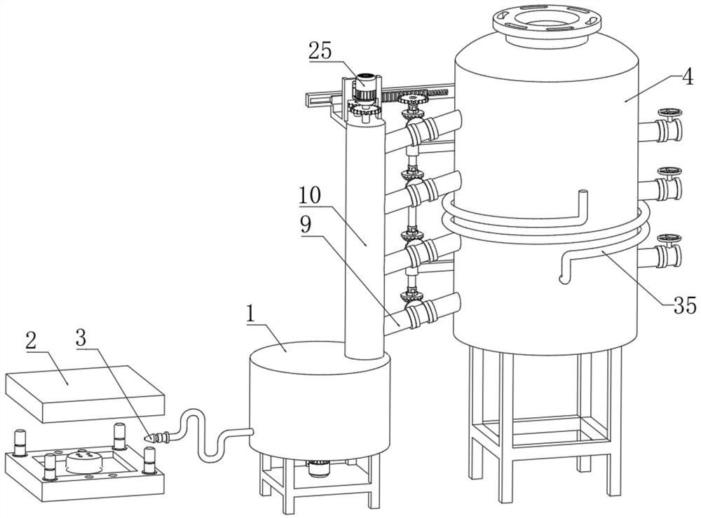 A lubricating spraying device for die-casting molds