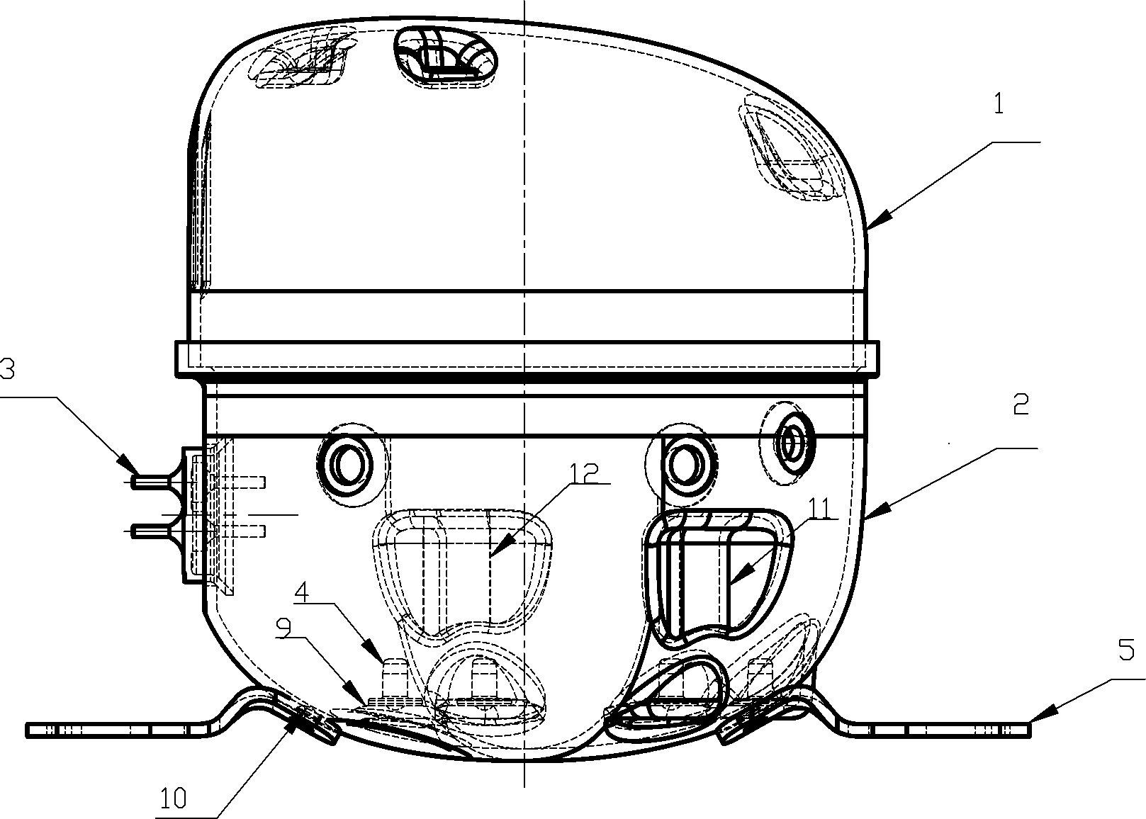 Sealed compressor shell