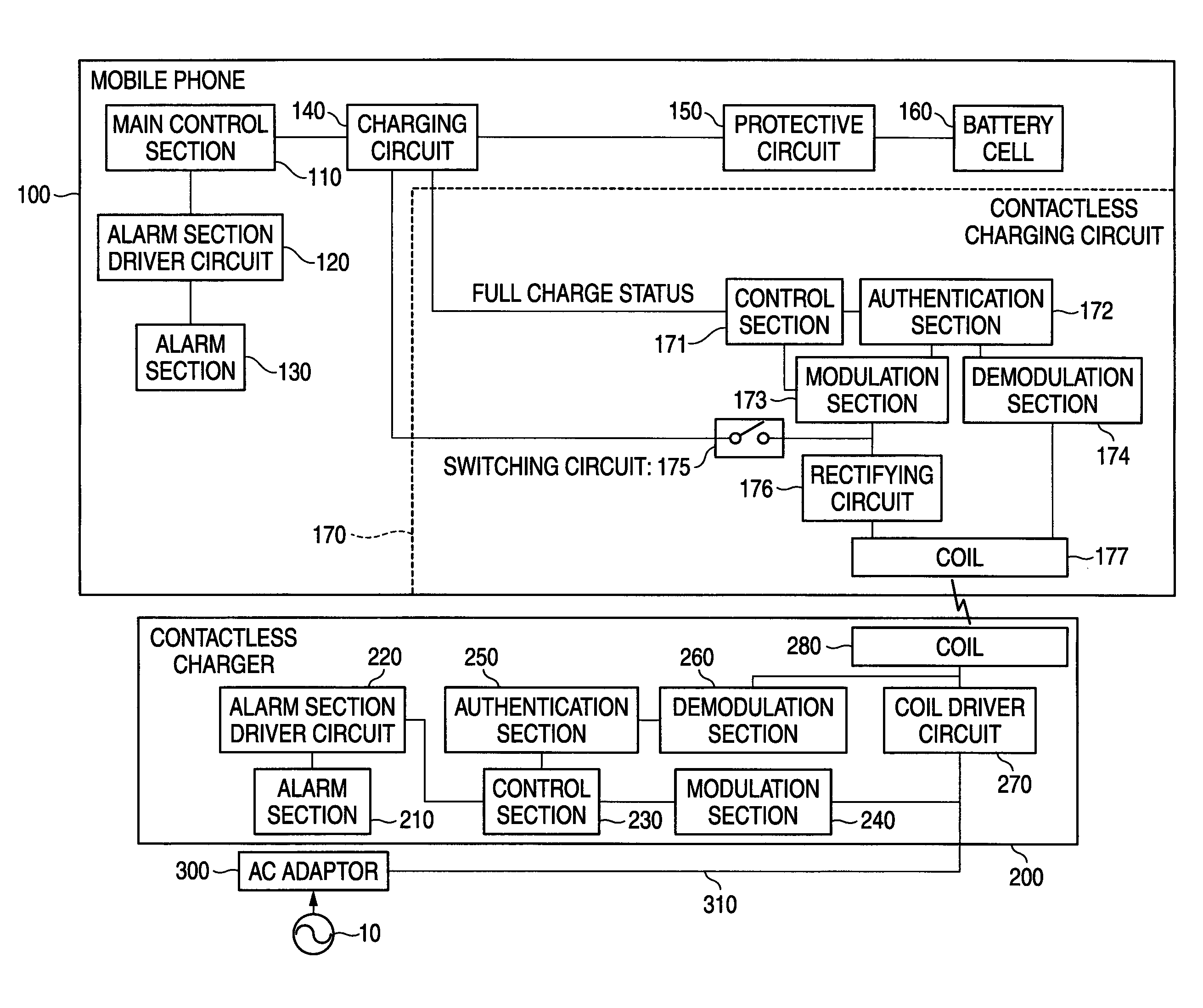 Contactless battery charger, electronic device, battery pack, and contactless charging system