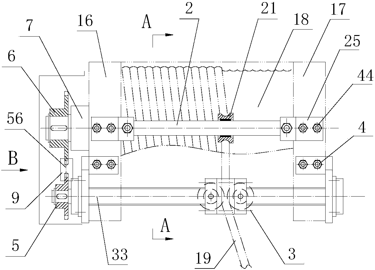 Rope guide with guide rod type adjustable rope-guiding device and press wheel type rope-pressing device