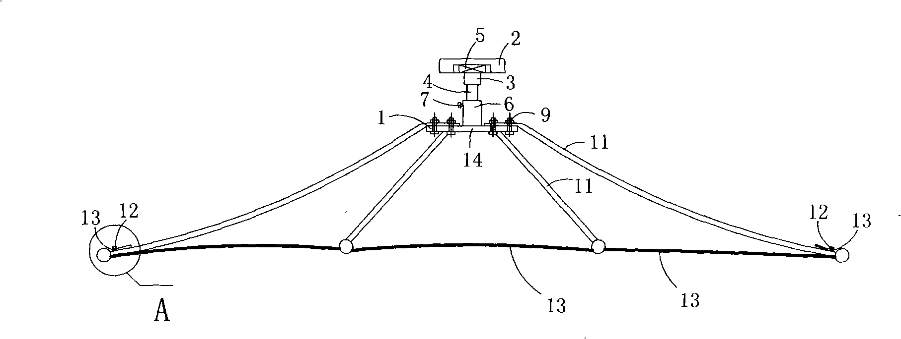 Membrane structure ceiling tension device