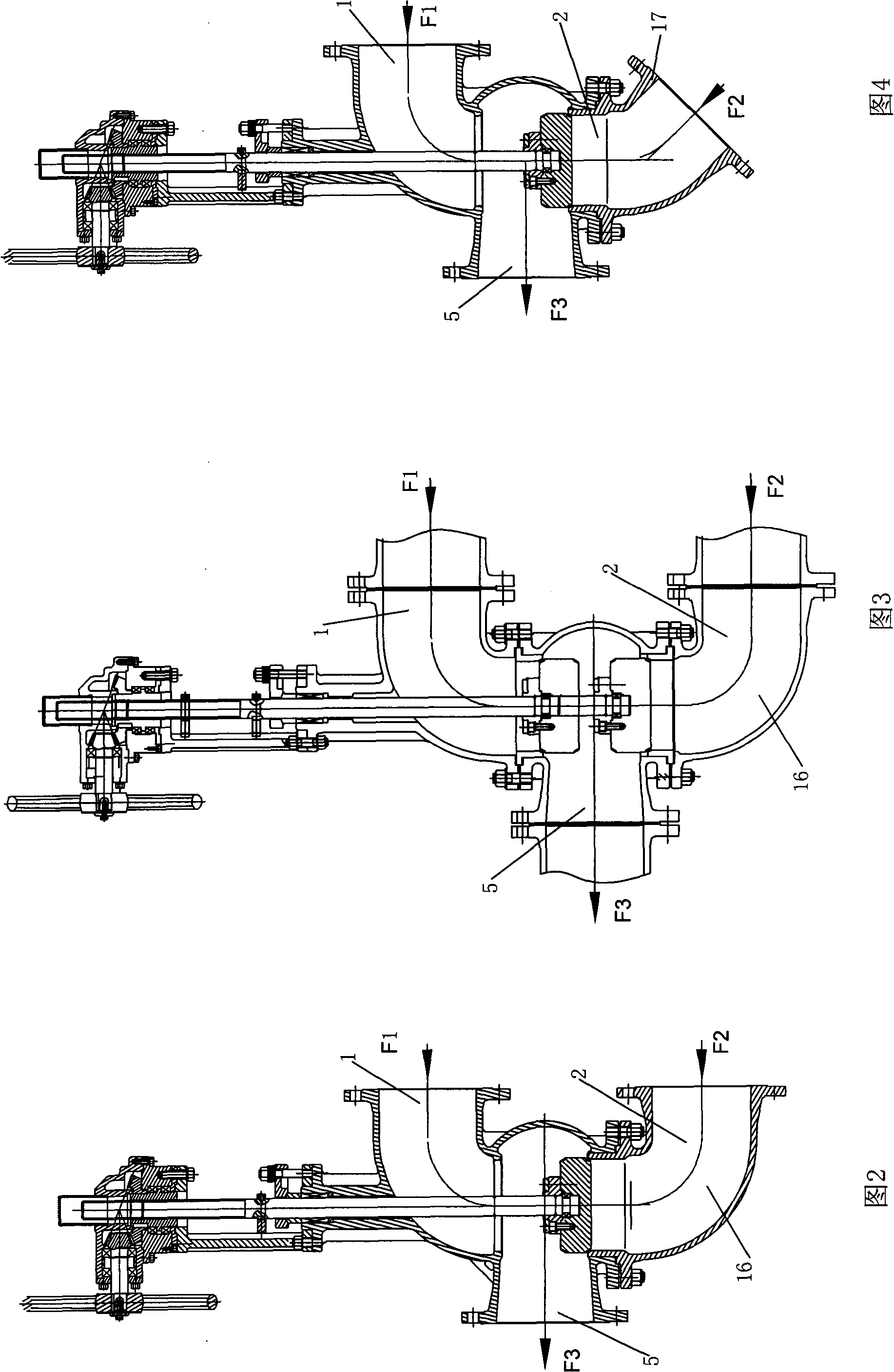 Triplet commutation slurry valve