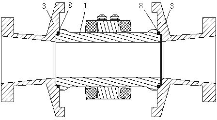 Unlined pipeline type necking electromagnetic water meter