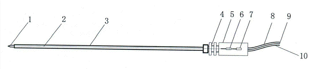 Sapphire optical fiber probe sensor used for measuring gas holdup under oil well