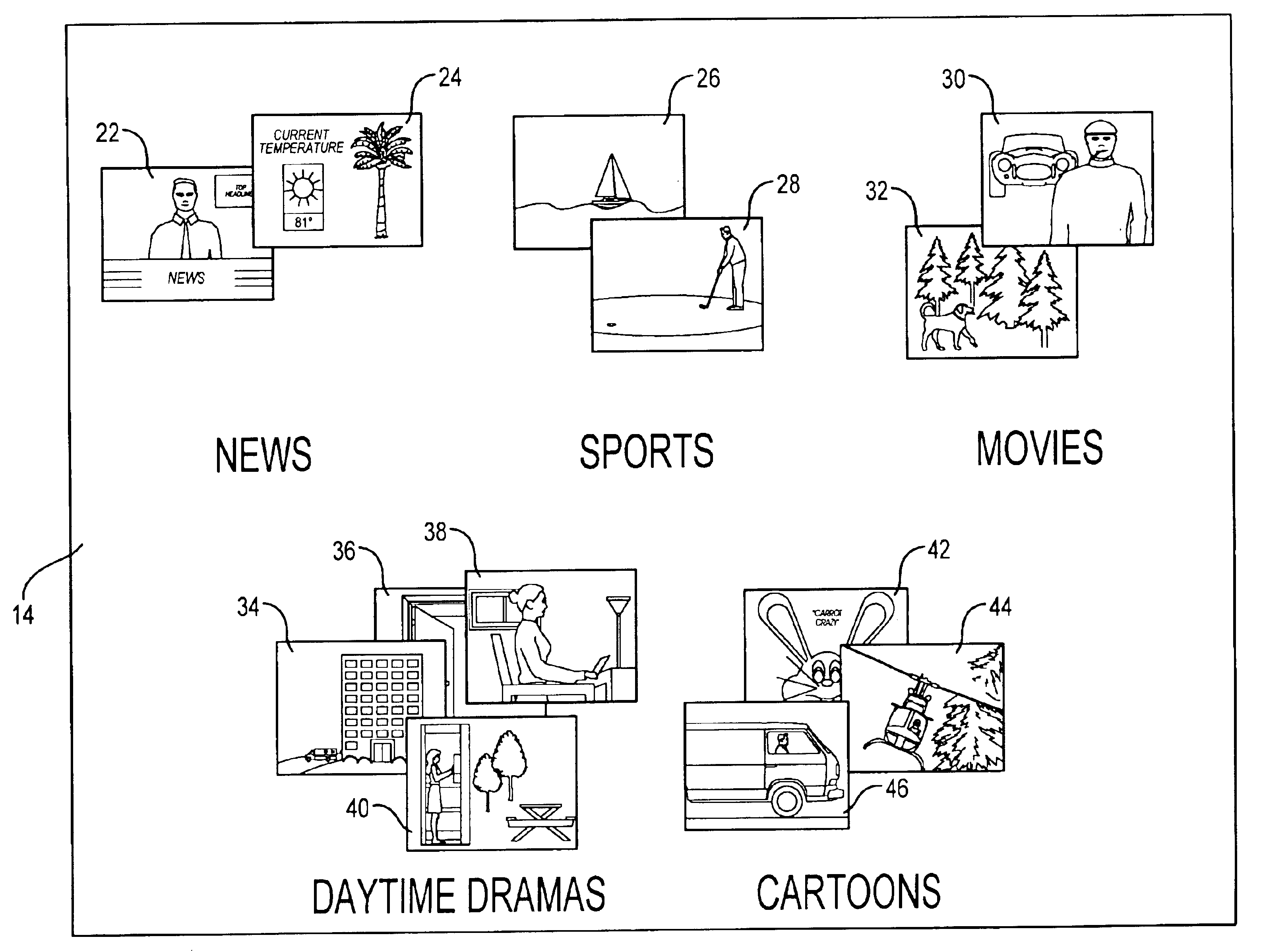 Dynamic interface method and system for displaying reduced-scale broadcasts