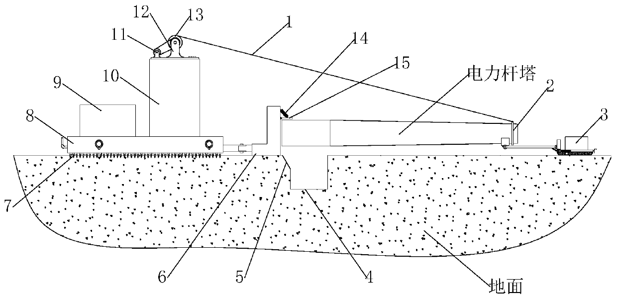 Installation construction method of overhead power transmission line power tower