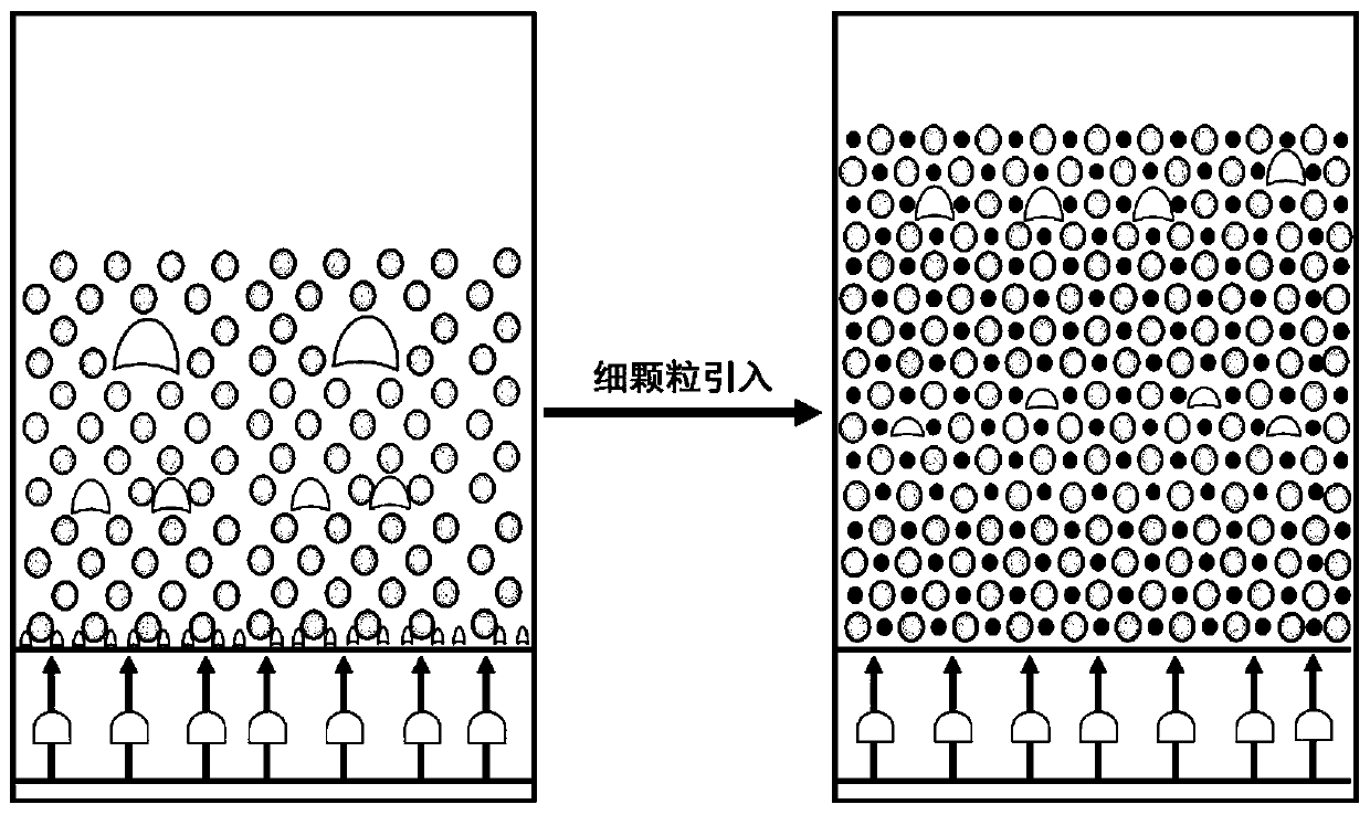 Method for improving particle fluidization quality and separation density stability and matched device