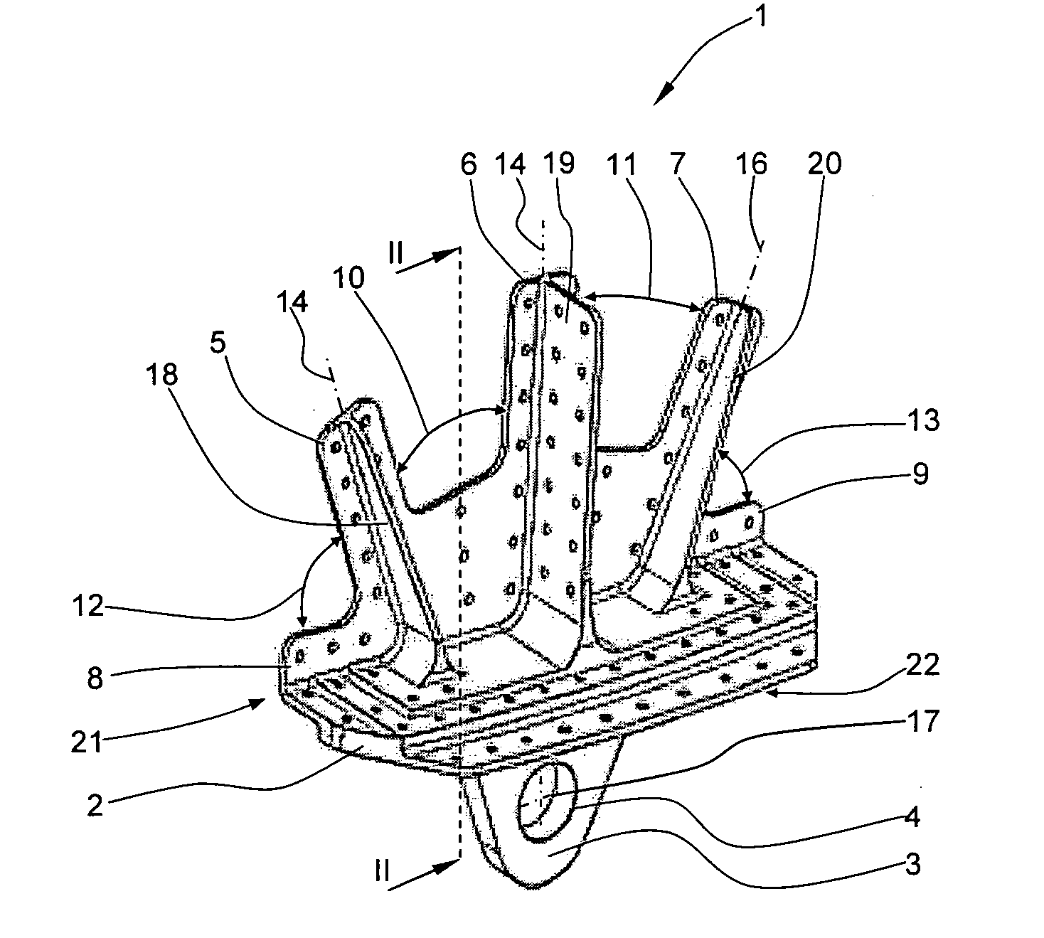 Fitting for introducing high forces into a fuselage cell of an aircraft