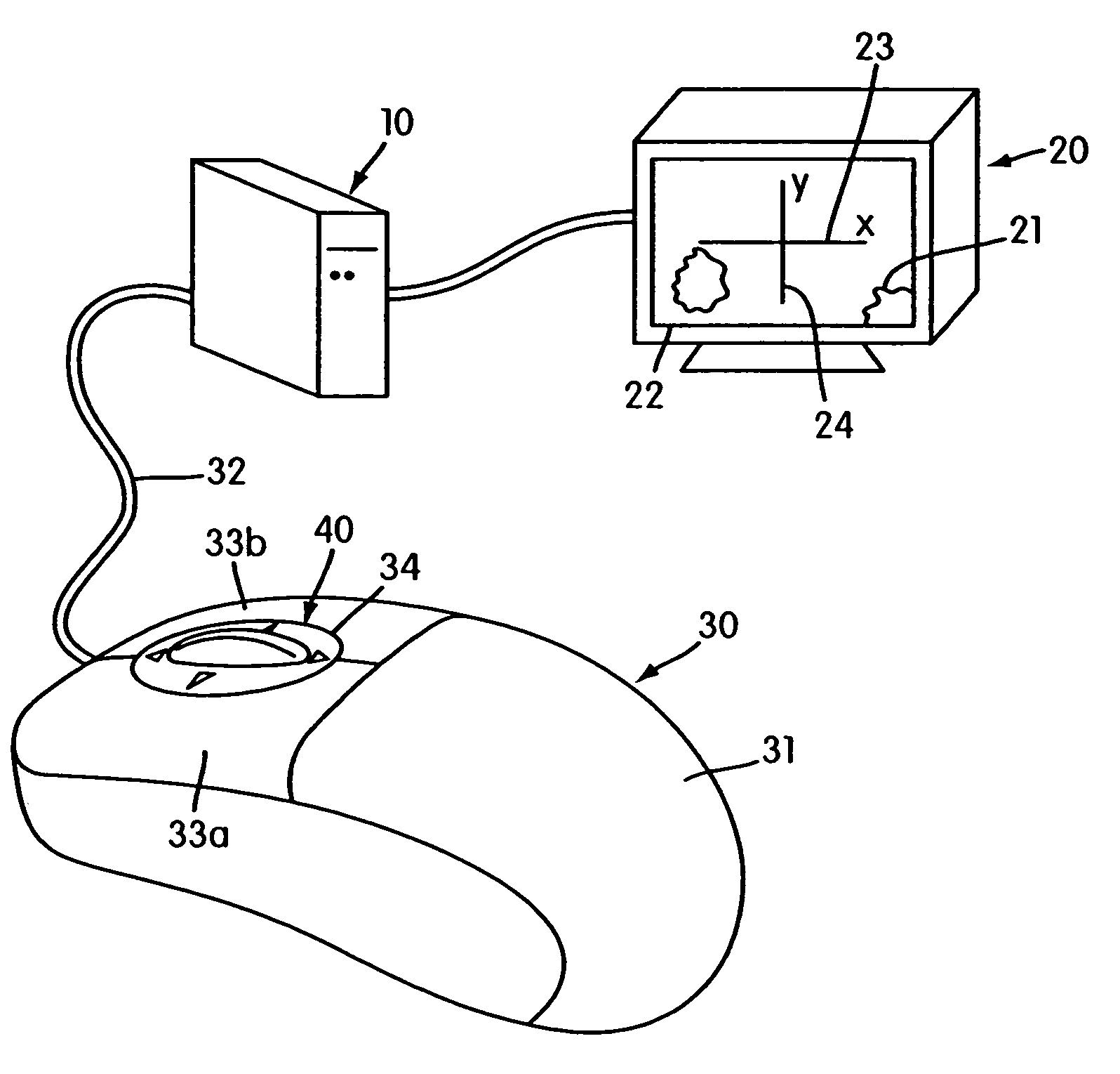 Scrolling apparatus providing multi-directional movement of an image