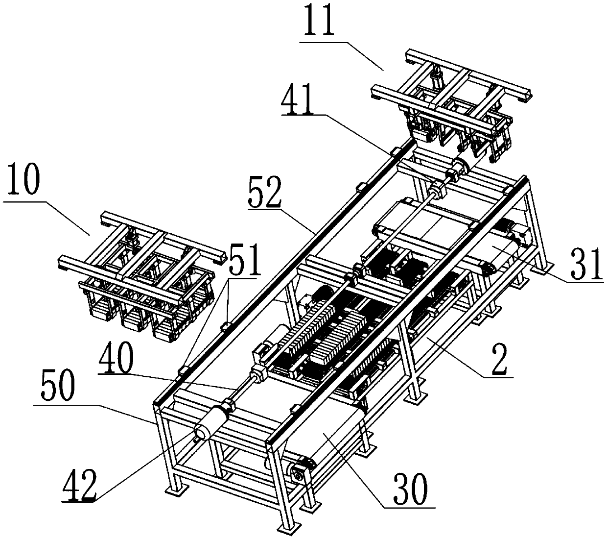 Chain type green brick grouping device