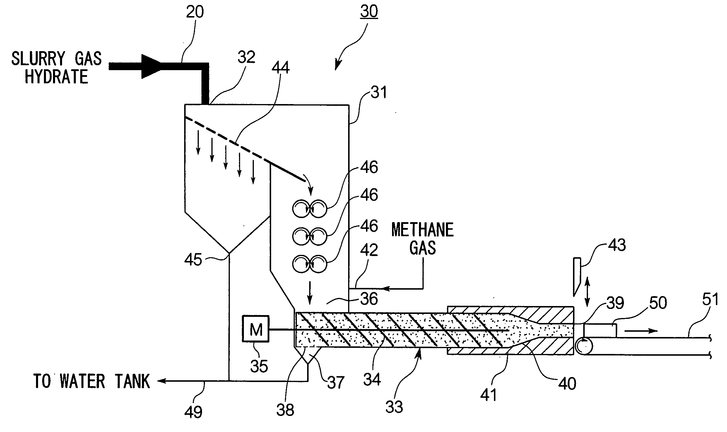 Gas hydrate production device and gas hydrate dehydrating device