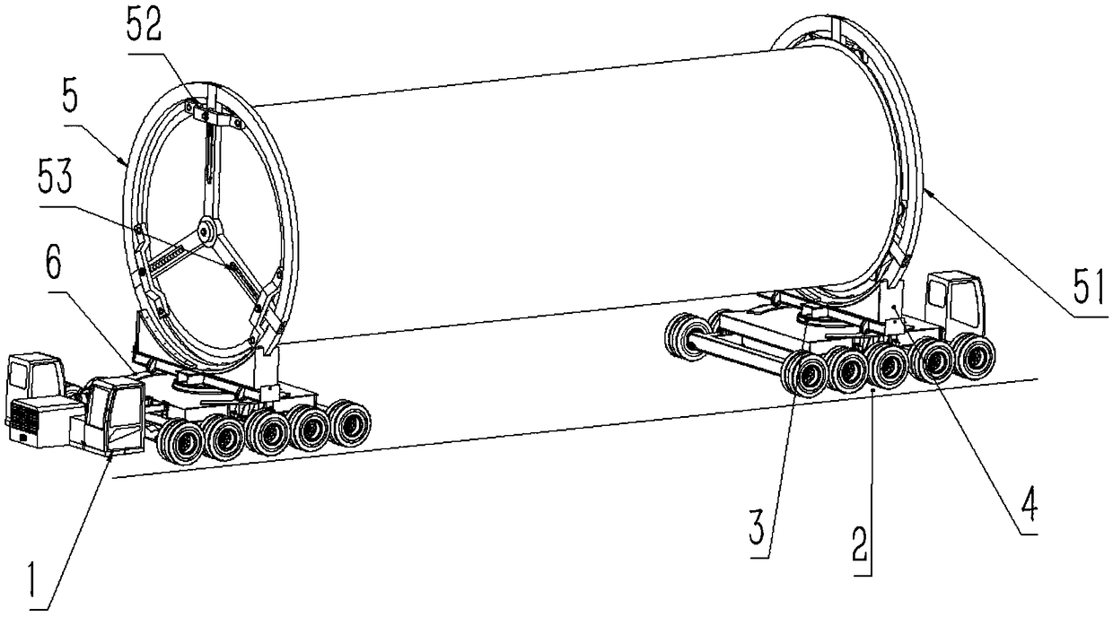 Transport vehicle for transporting large-diameter cylindrical object