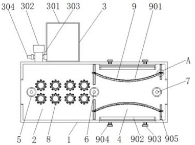 Disinfection device for production of food packaging bags