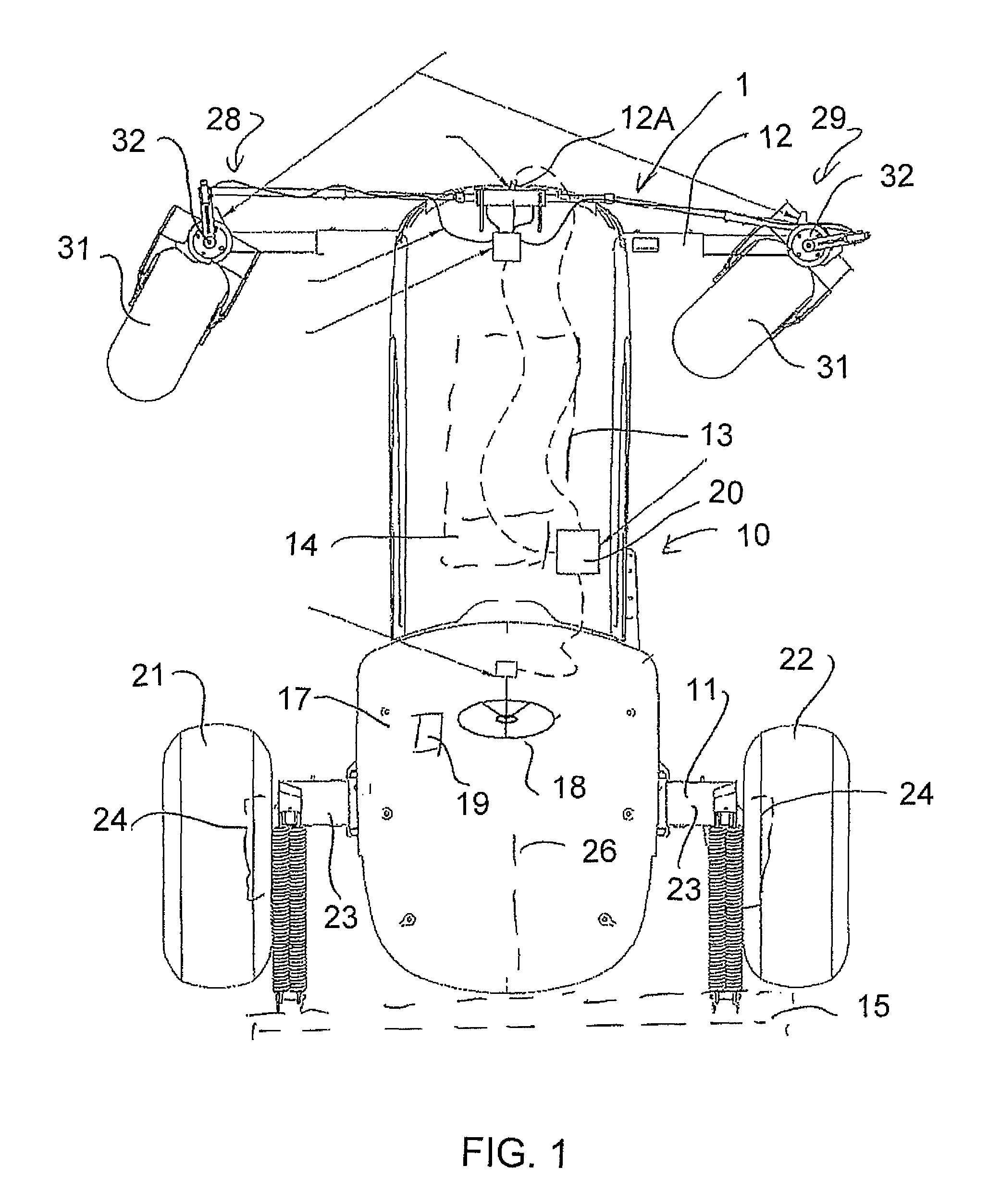 Swather tractor with rear wheel active steering