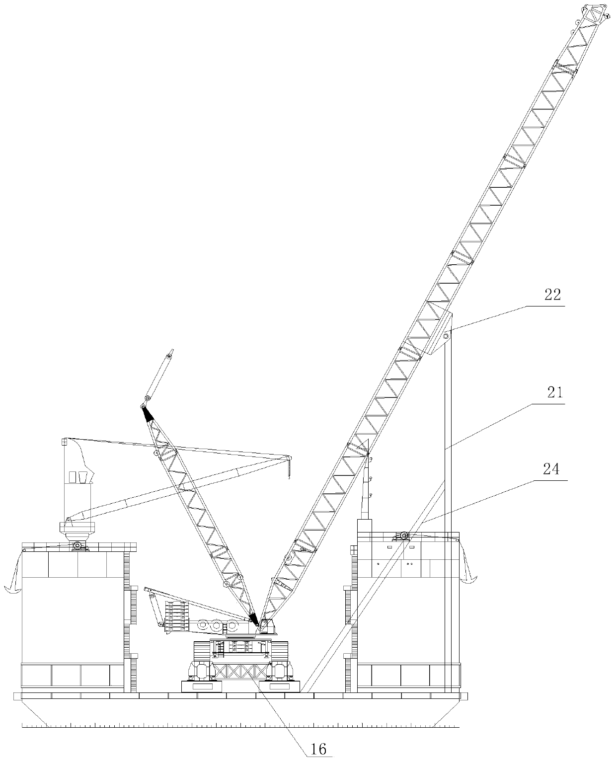 Installation method of semi-submersible barge crawler crane offshore large wind power generator