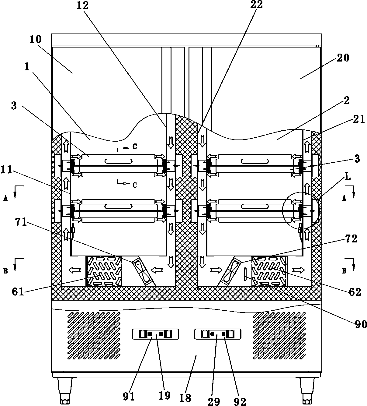 Freezing and thawing integrated cabinet and method for freezing and thawing using the integrated cabinet