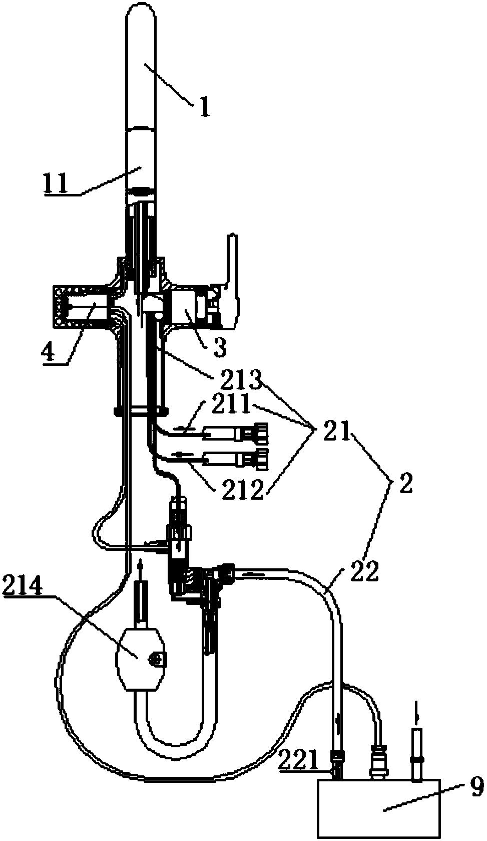 Device integrating cold and hot tap water and cold and hot purified water