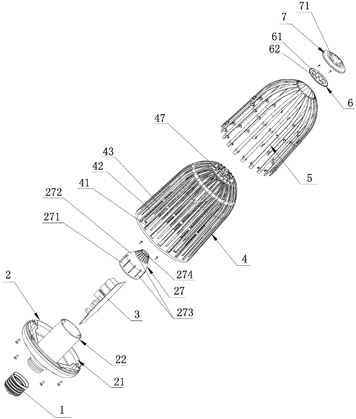 High-power LED lamp low in cost and capable of easily radiating heat