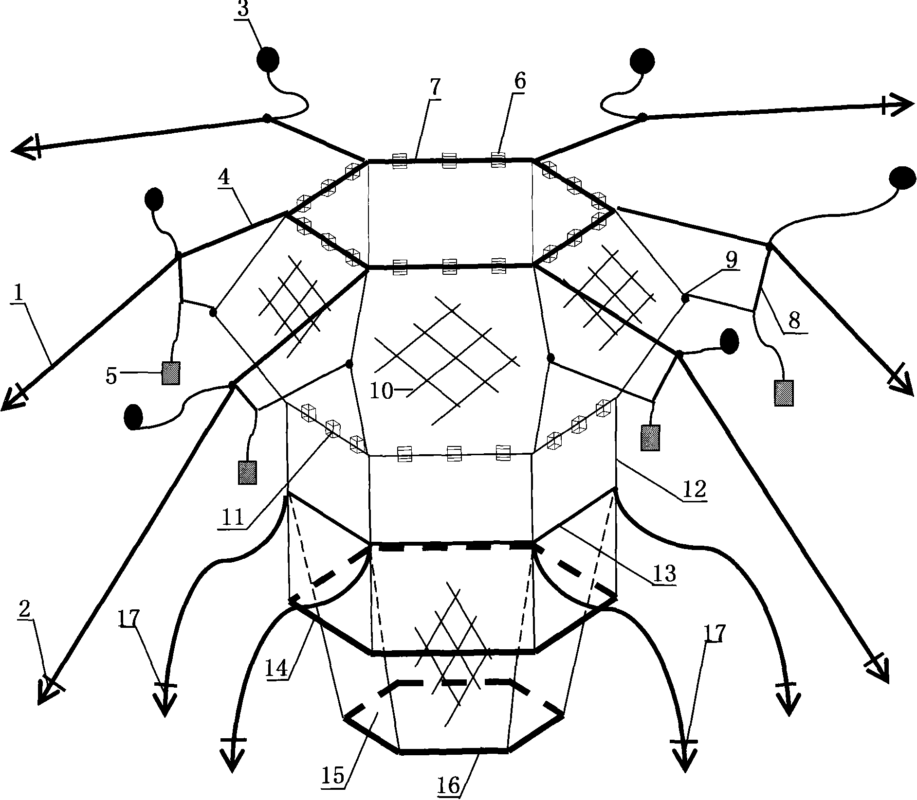 Offshore seining cultivation device