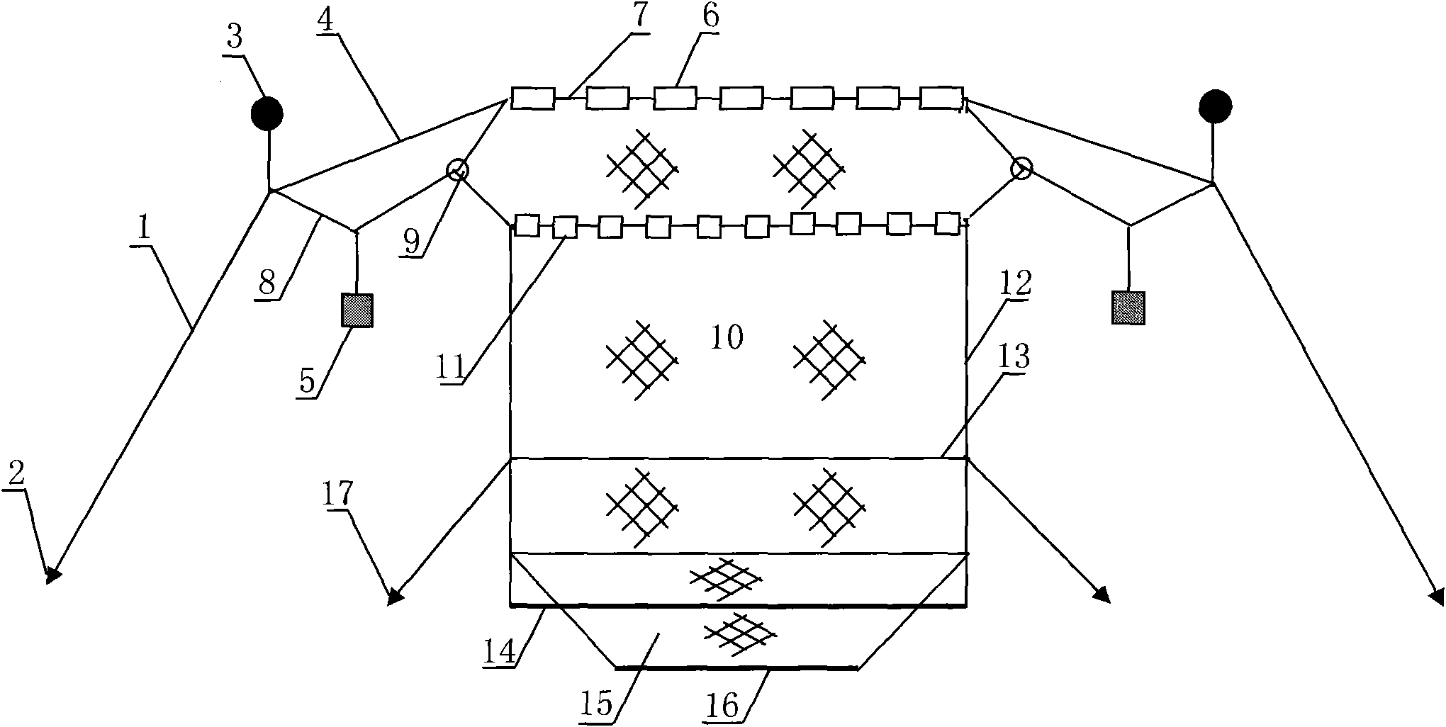 Offshore seining cultivation device