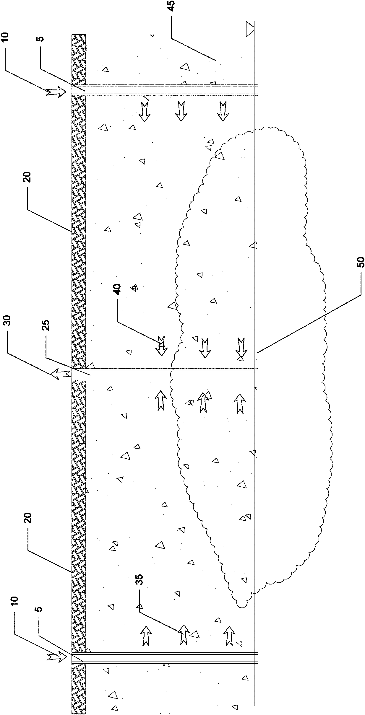 Soil ventilating means and subterranean pollutant treatment system