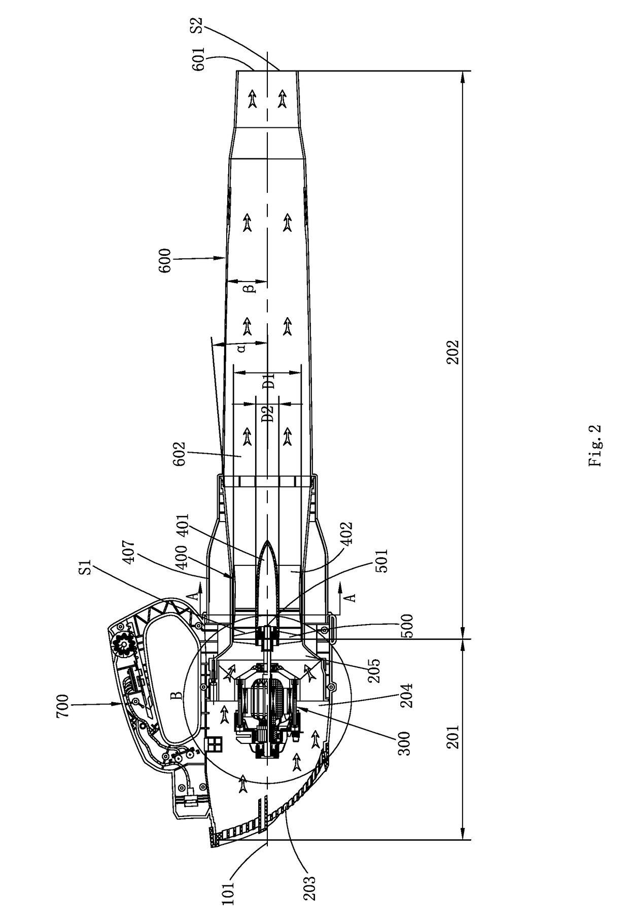 A blower and a blowing vacuum device