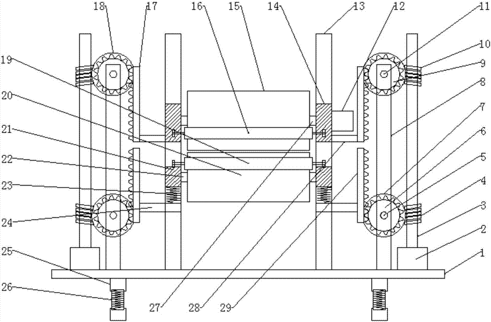 Roller type hot printing device for packaging printing production line