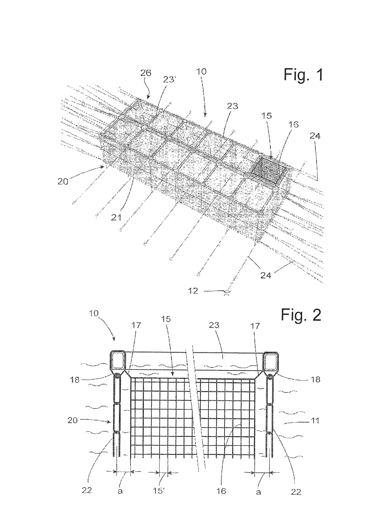 Protective device for animal breeding, such as the breeding of fish, mussels or mollusks