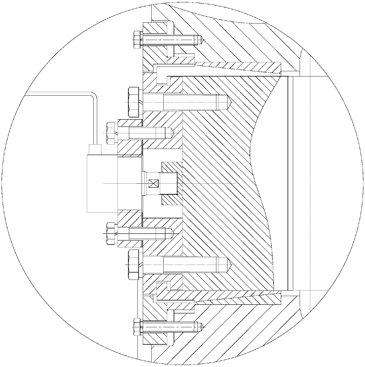 Self-locking fast expanding sleeve pull-out device for connection of rocker arm device and grinding roll device