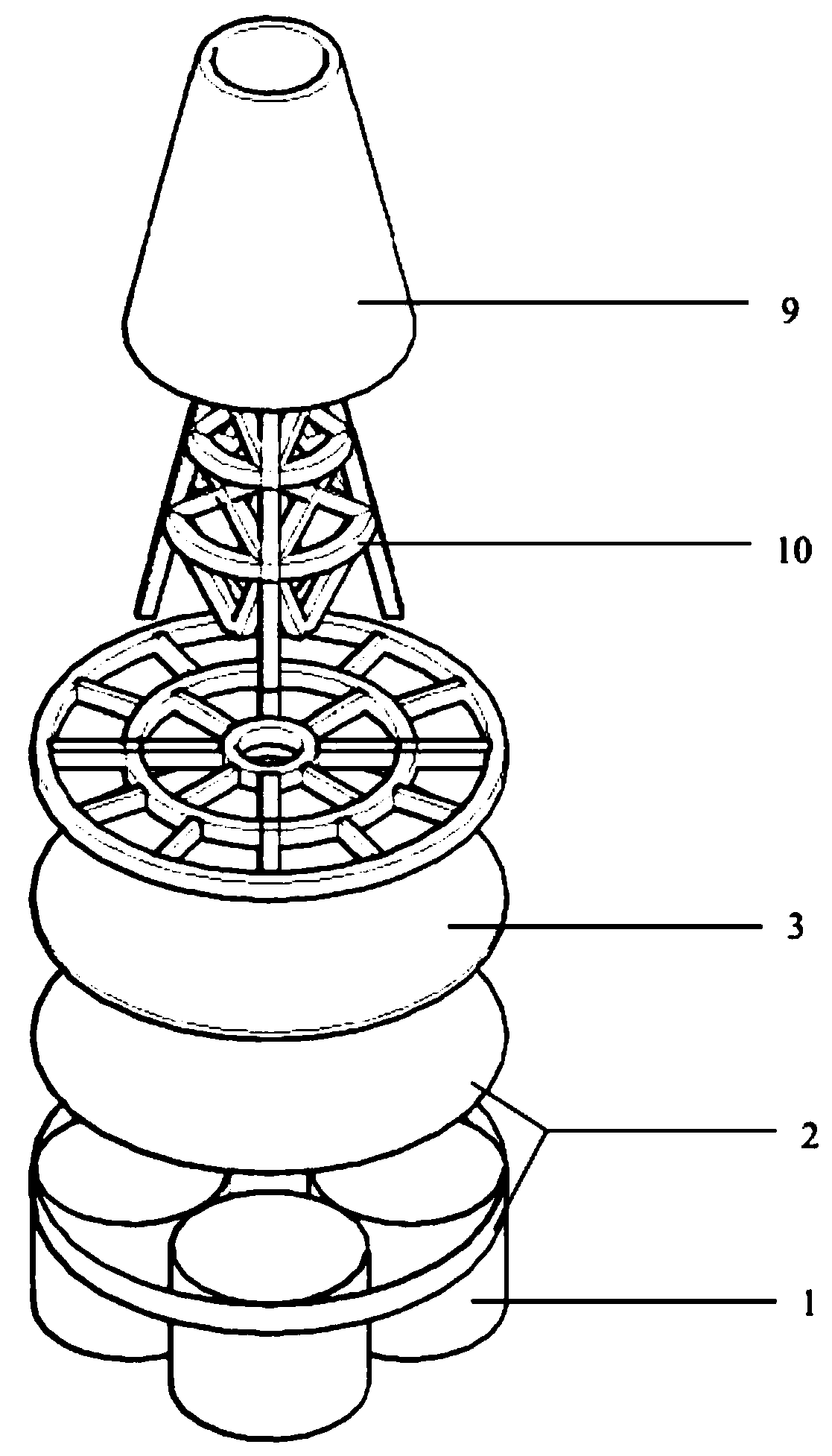 Multi-cylinder combination infrastructure with supporting structure and construction method of multi-cylinder combination infrastructure