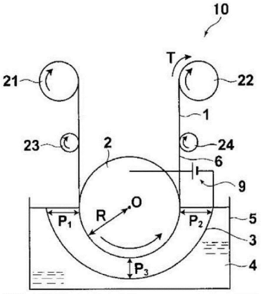 Anodizing device, continuous anodizing device, and film forming method