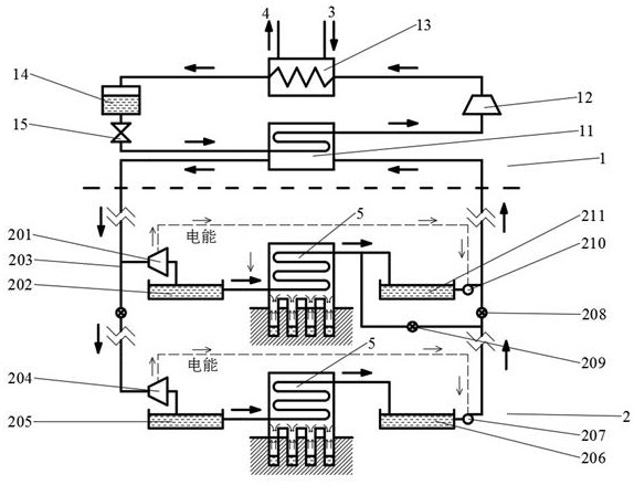 Double-vibration heat pipe heat exchanger combination and ground source heat pump system thereof