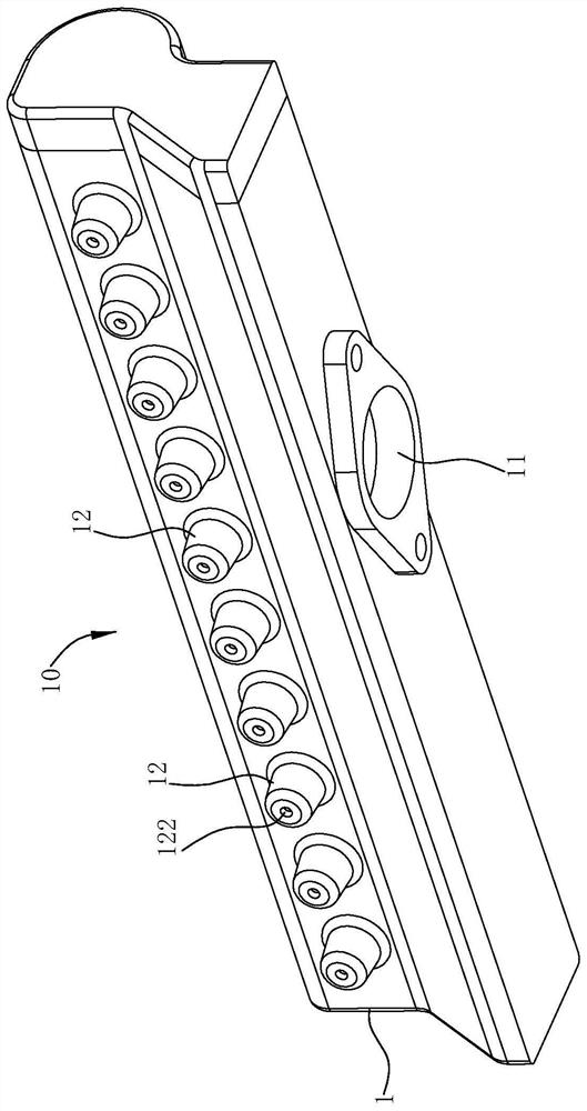 A gas distribution device and a gas water heater using the device