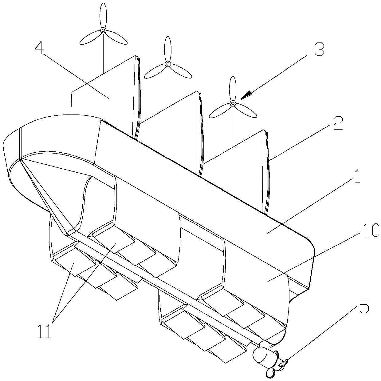 Green-energy-consumption vessel based on dual-use propeller