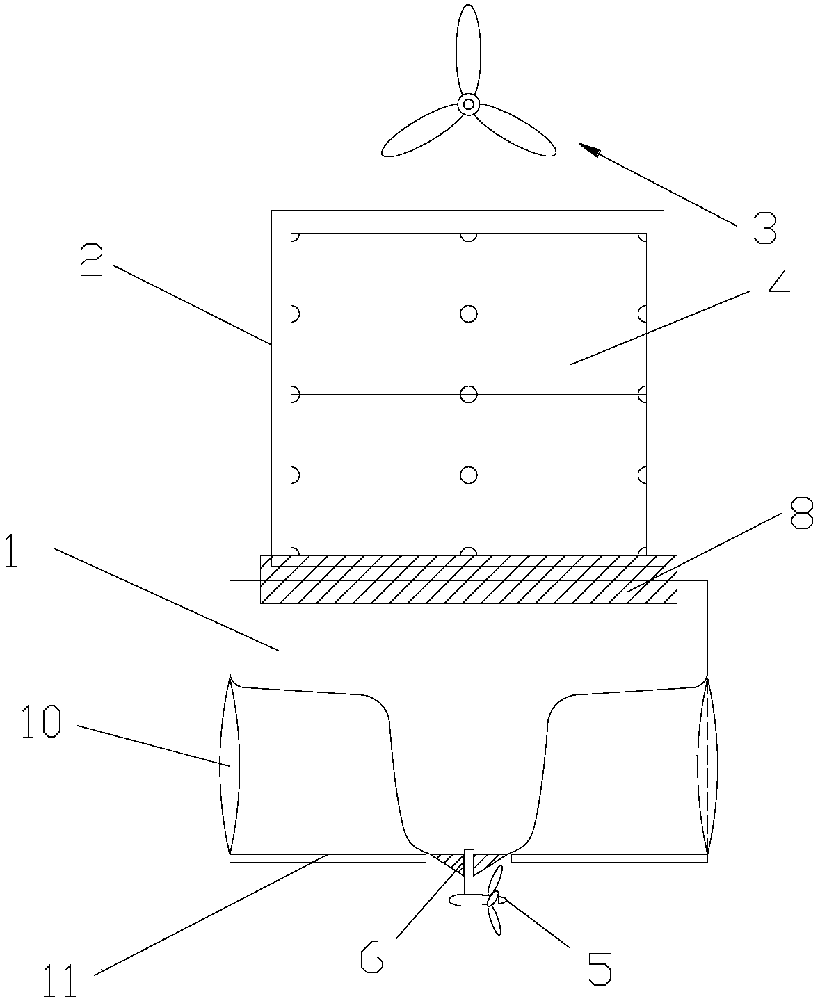 Green-energy-consumption vessel based on dual-use propeller