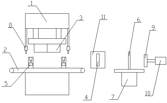 Double-die punching device for accumulator pole plate punching net