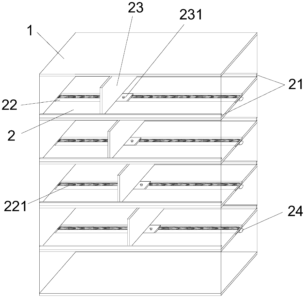 Book shelf facilitating storing and taking