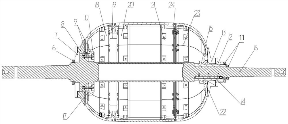 Split type composite material core mold for winding solid rocket engine shell