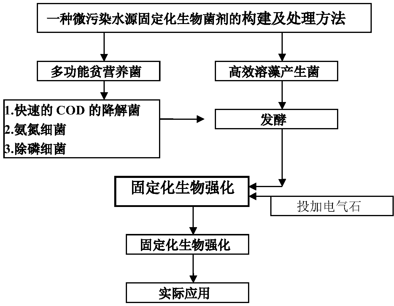 Construction method and application of immobilized biological bacterium agent for micro-polluted water source