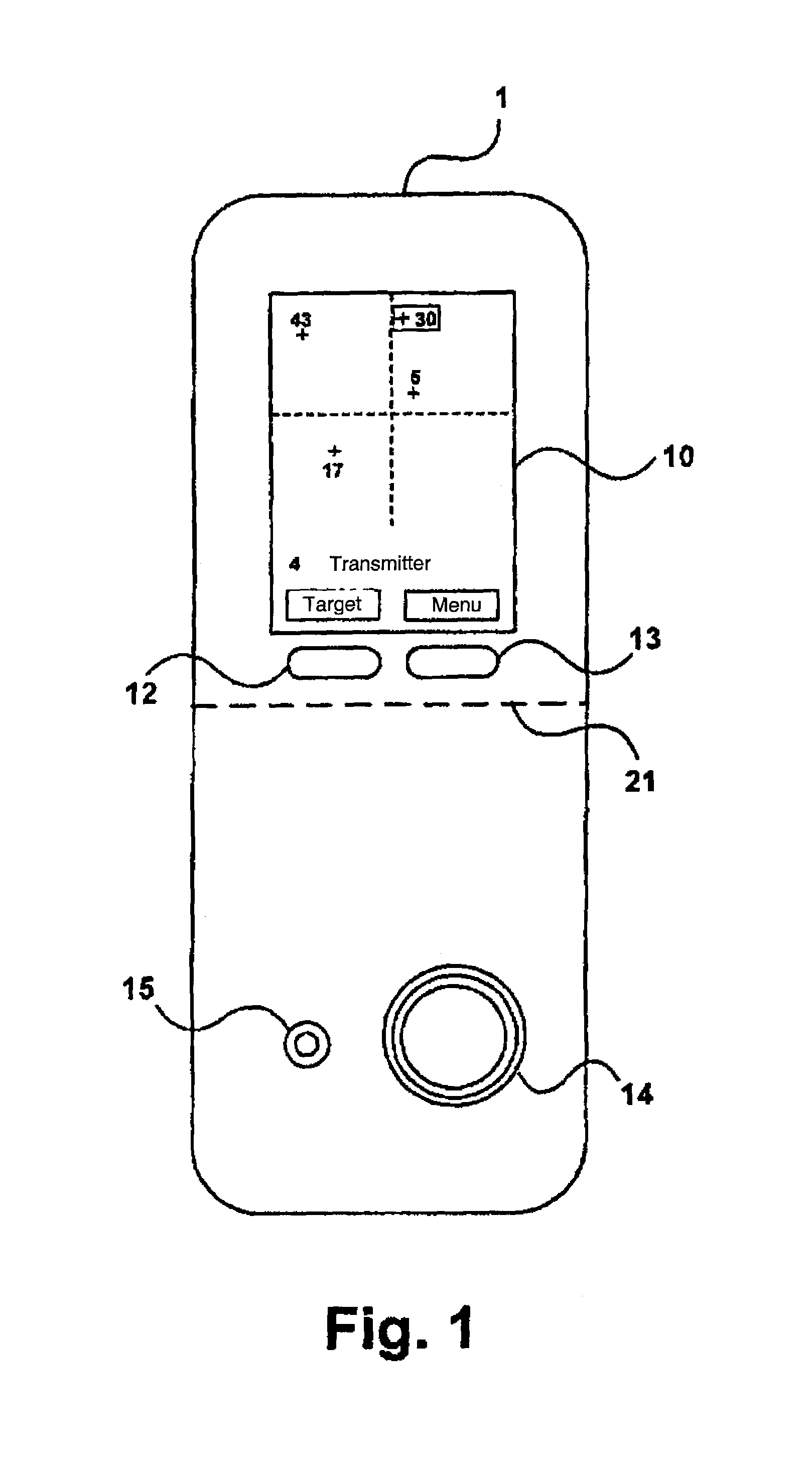 Search device for locating a transmitter, in particular an avalanche-victim search device