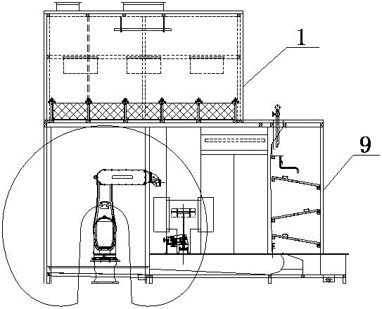 Internal circulation type spraying room