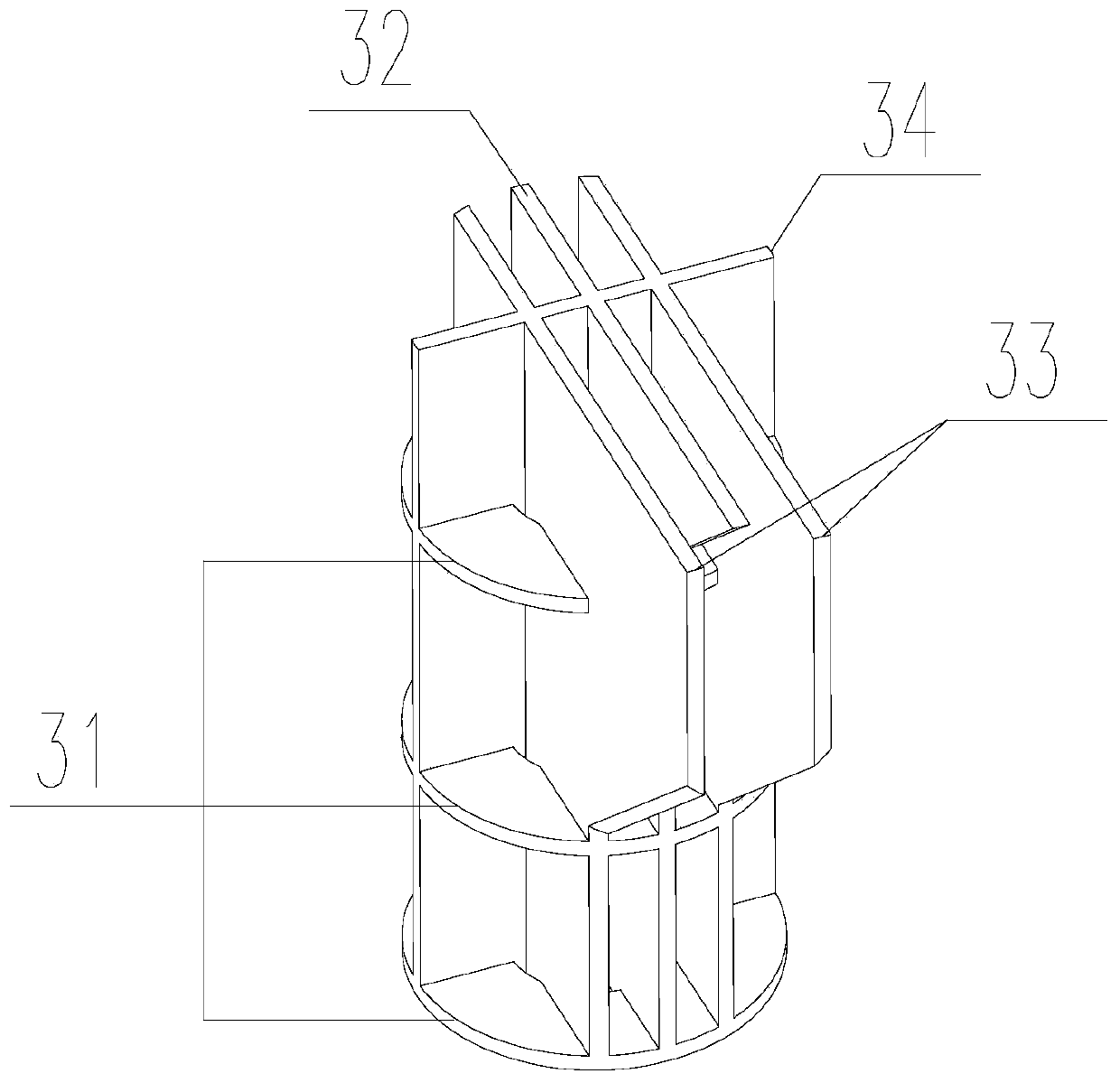 Steel pipe structure tree-shaped column bifurcated joint with bidirectional stiffening plates