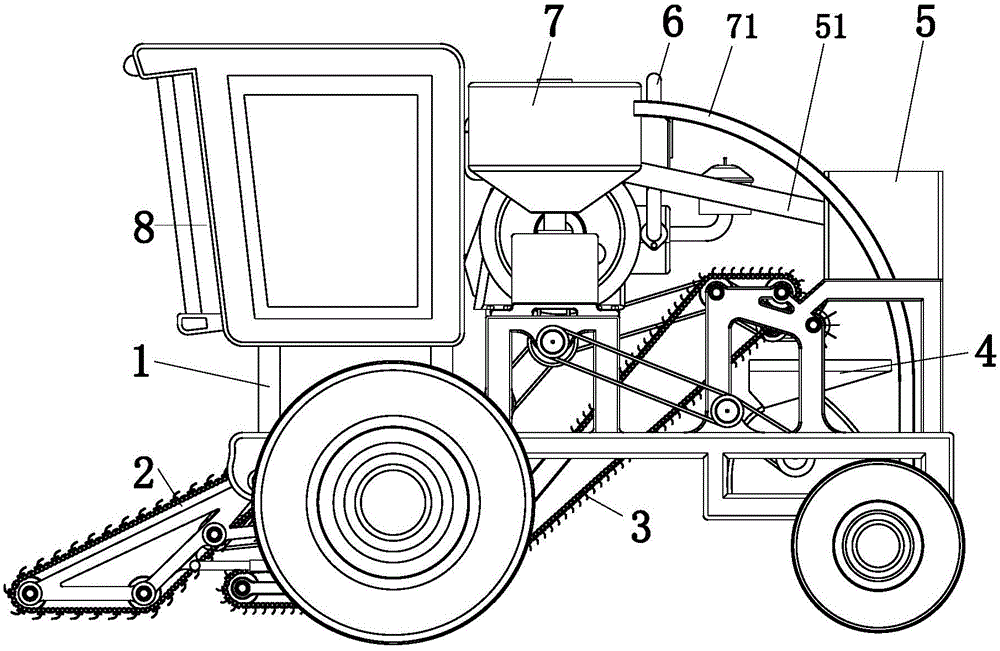 A self-collecting mobile straw recycling machine